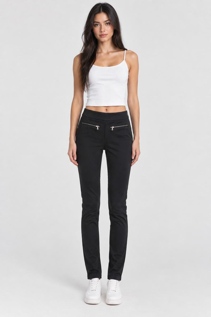 Generation Love Skinny Pants Pull On Travel Black Ankle Zipper Size XS